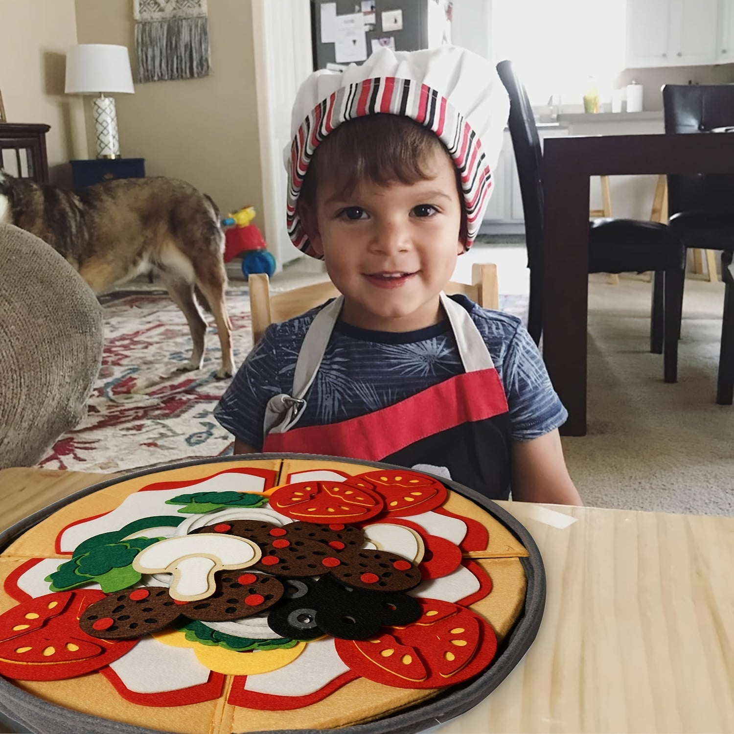 Kids' Toy Food Set 41-Piece Velvet Pizza Play Food for Children Kitchen Roleplay