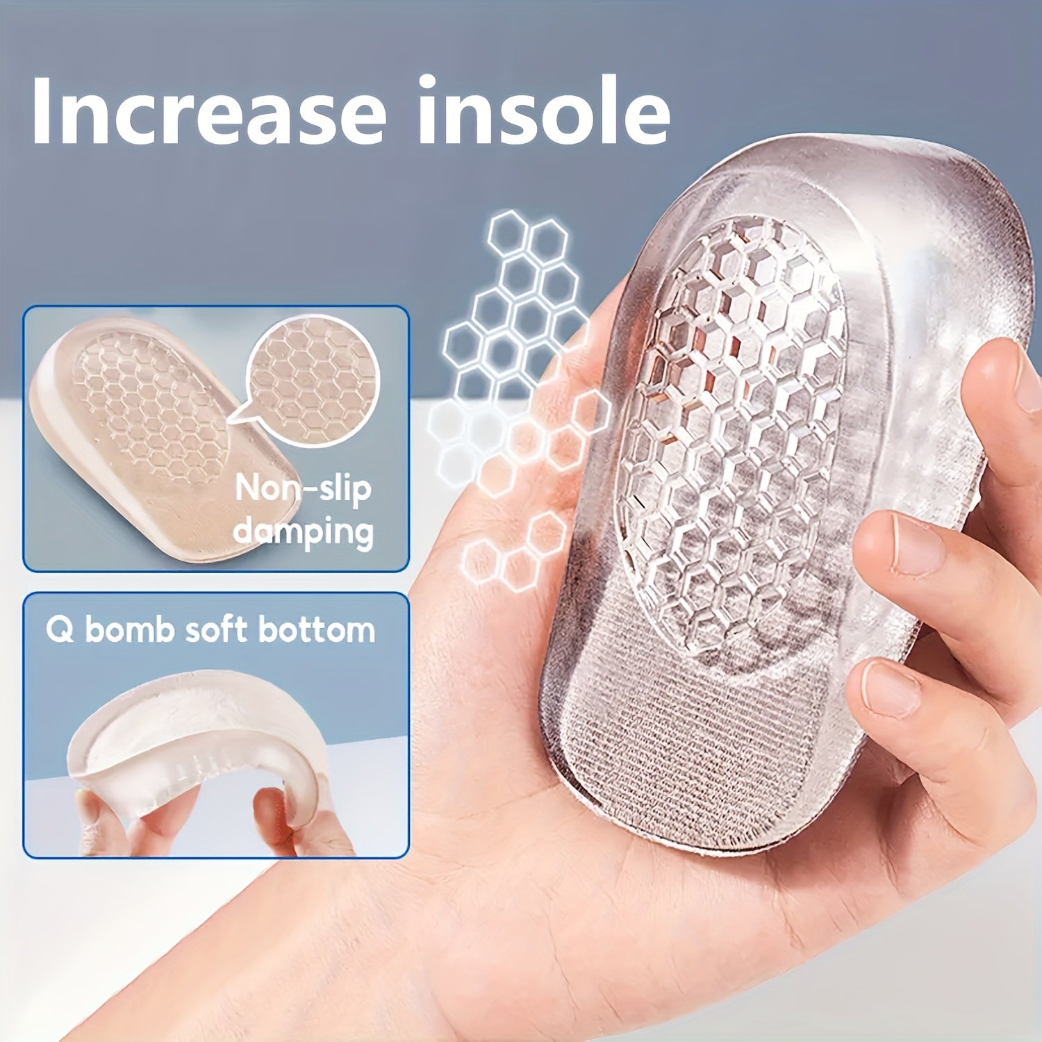 Unisex Breathable Foam Height Boosting Insoles Beige Shock Absorbing Pads