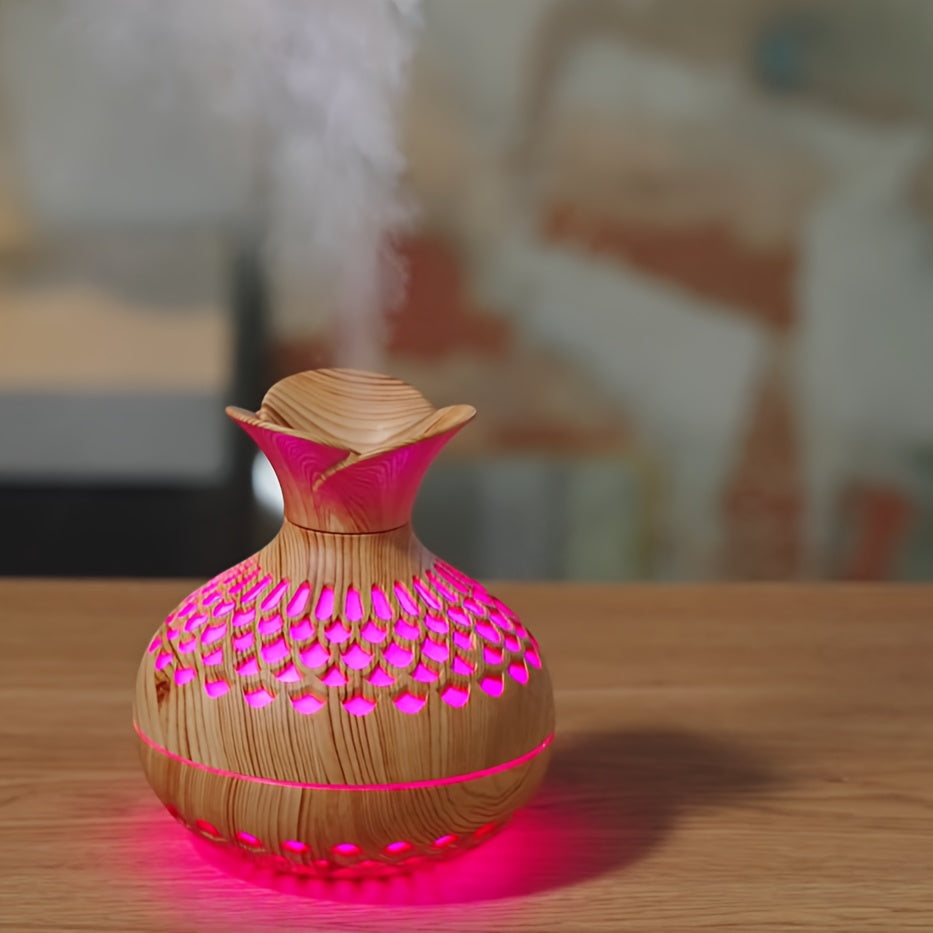 Portable USB Night Light Humidifier Wooden Style Colorful LED Night Light