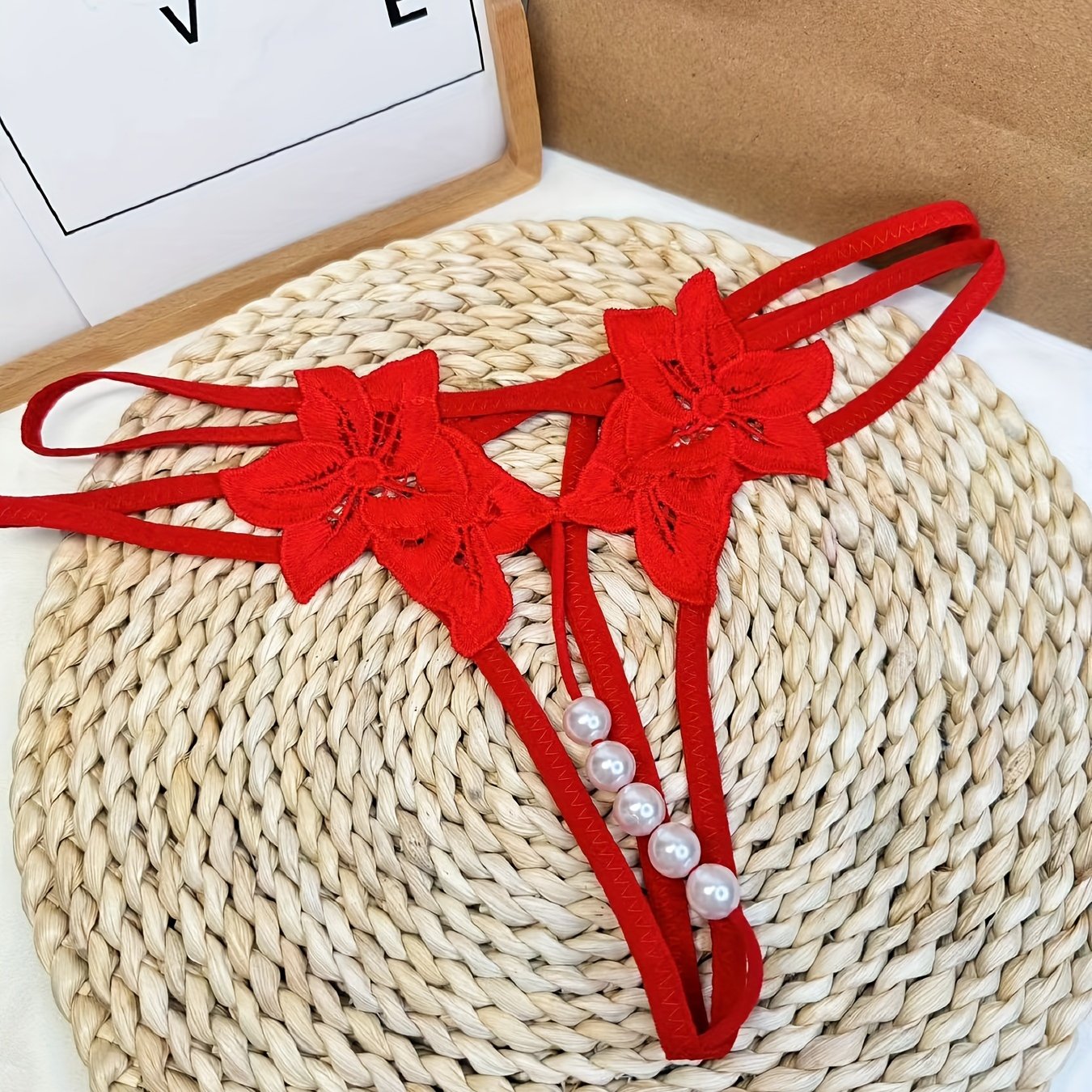 Women's Pearl Open Crotch Thong Lingerie