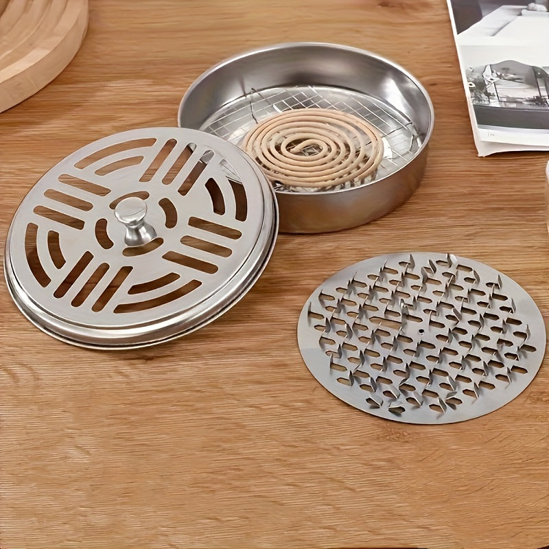 Stainless Steel Mosquito Coil Burner Portable Windproof Indoor Outdoor
