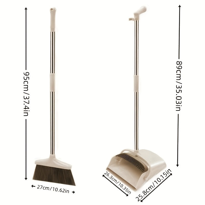 Folding Broom and Dustpan Set for Hard Floors, Space Saving, Easy Storage