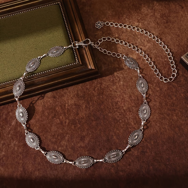 Women's Boho Style Waistband with Adjustable Chain Belt and Body Jewelry in Gold and Silver