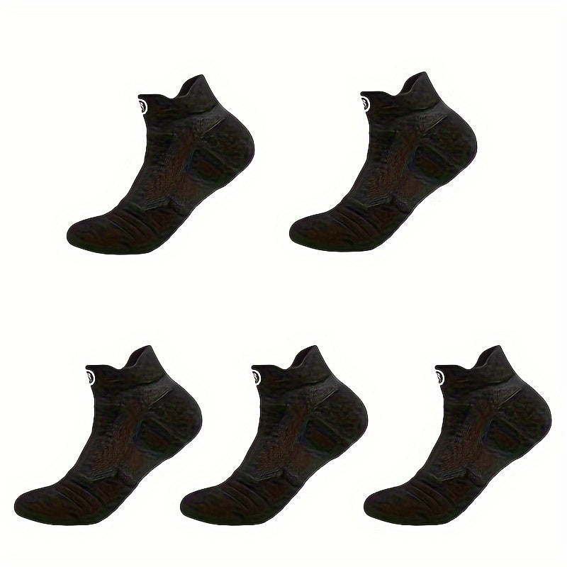 Men's Athletic Compression Socks 5 Pairs Breathable Sweat-Wicking Polyester Gray Black White