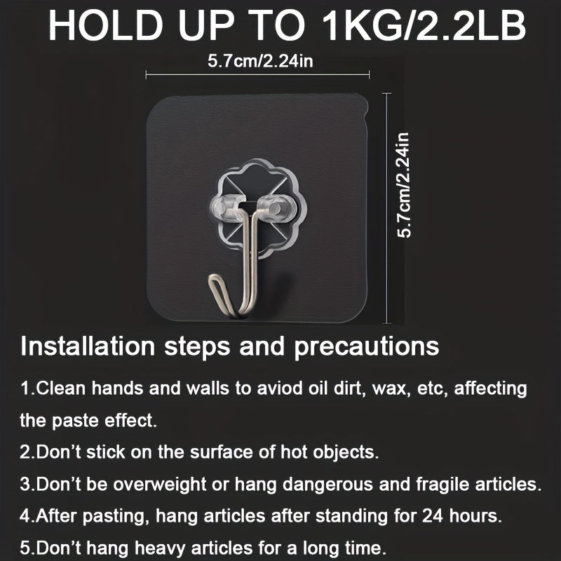 10 Transparent Waterproof Adhesive Hooks for Bathroom Wall Hanging