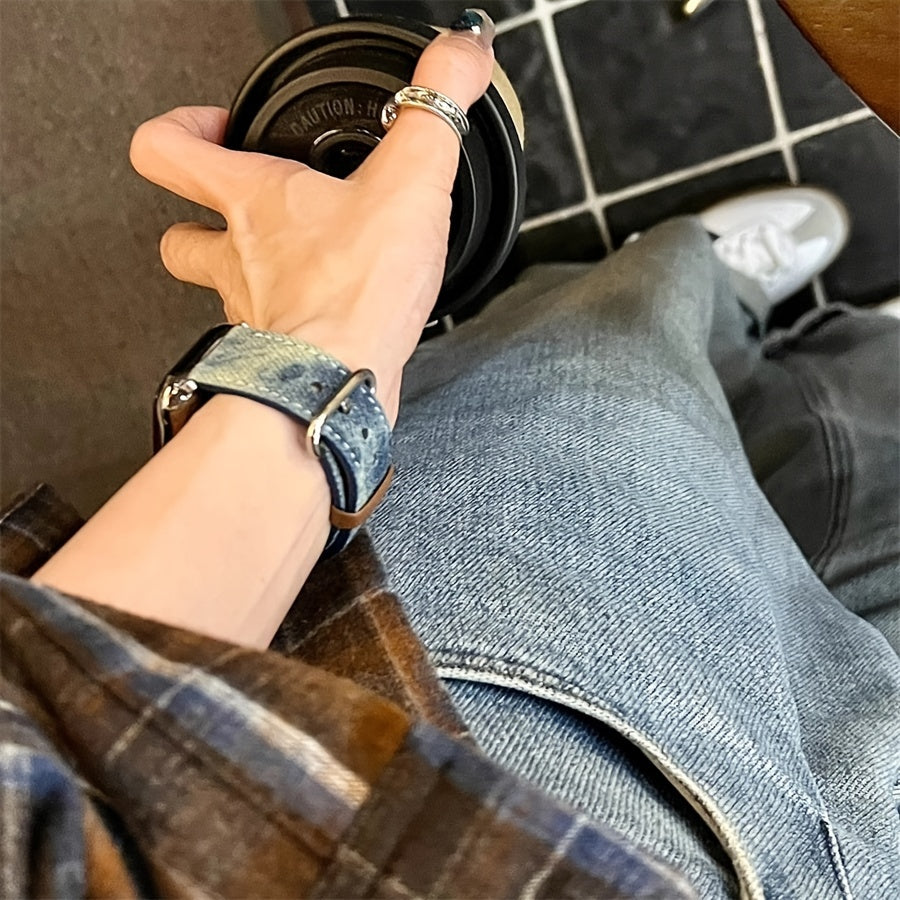 Ретро-тай-дай джинсовый ремешок для Apple Watch, регулируемый ремень совместим с различными моделями.