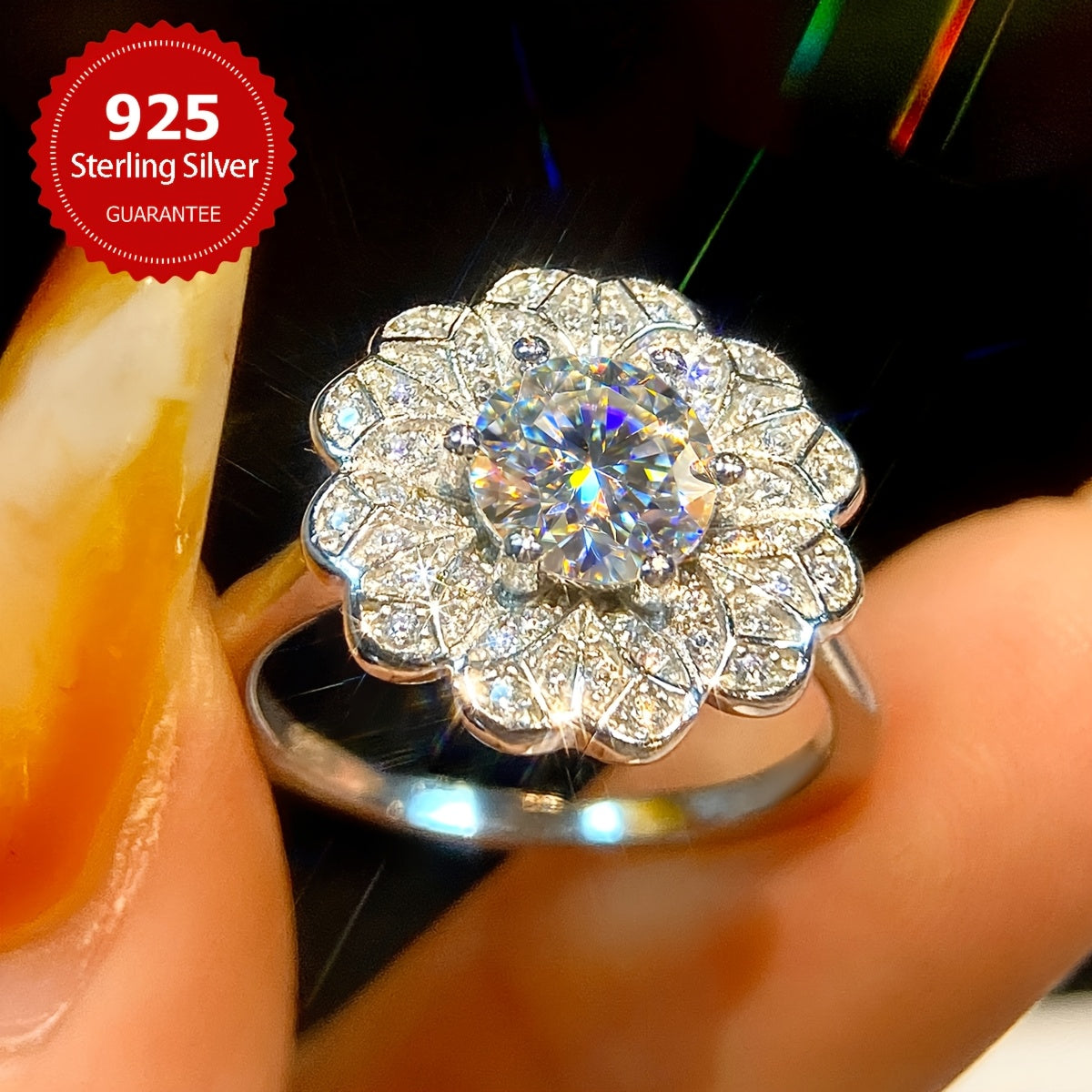 1 Karat Moissanite uzuk, sterling kumush, to'y uzugi, va'da, abadiy uzuk, ayollar uchun