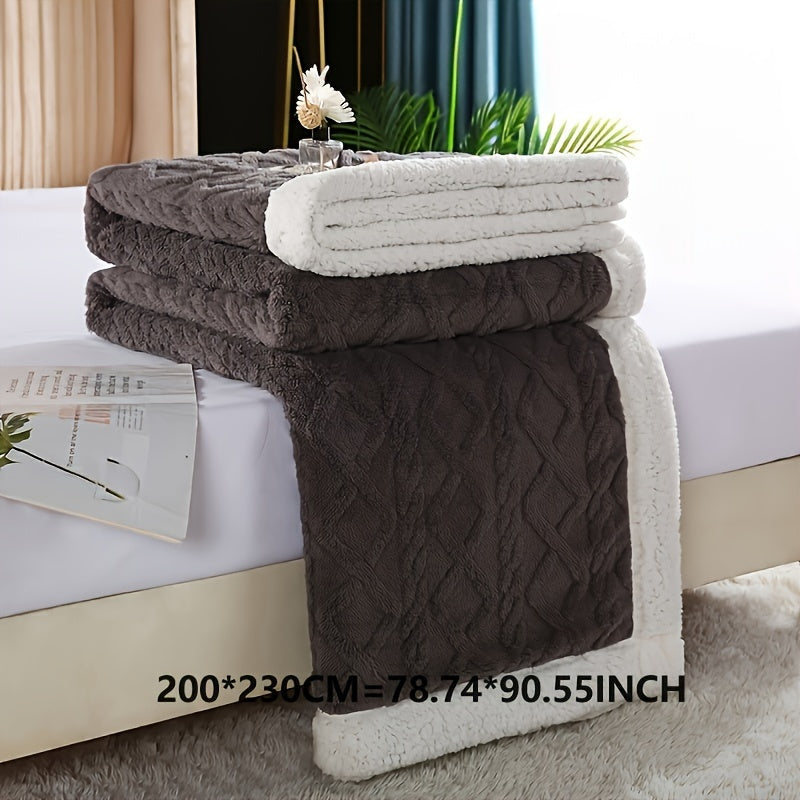 Double-Sided Taffeta and Fleece Blanket for Couch Sofa Bed Camping Travel Solid Color