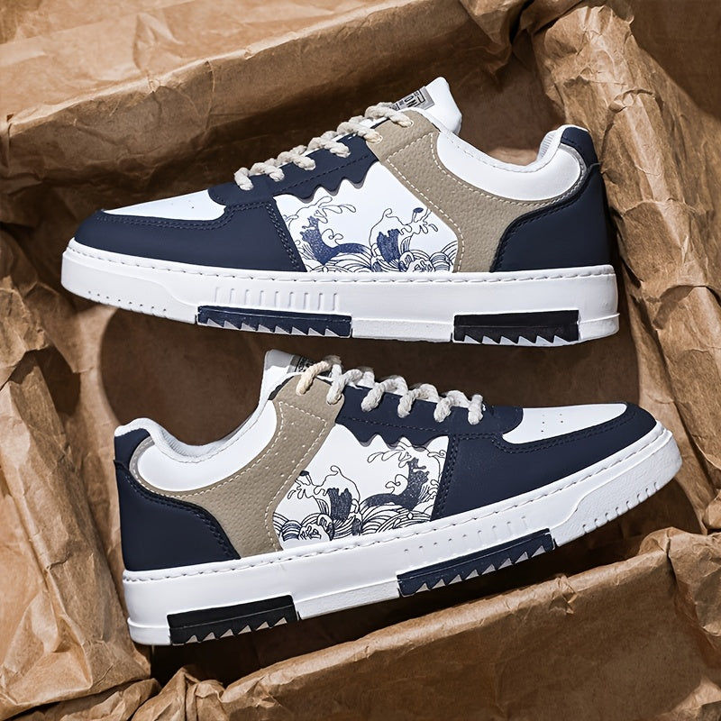 Мужские низкие кроссовки на шнуровке с прорезиненным верхом из PU и текстильной стелькой