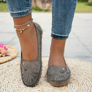 Ayollar uchun vintage gul naqshli lenta bilan yopiladigan kundalik qulay barcha mavsum poyabzali