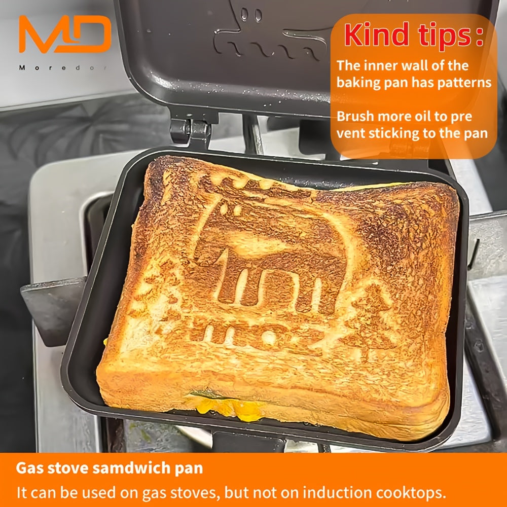 Elk Embossed Non-Stick Double-Sided Grill Baking Pan with Removable Handle