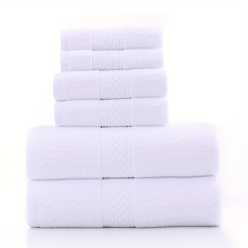 Cotton Linen Towel Set 6-Piece Bath Hand Washcloths White