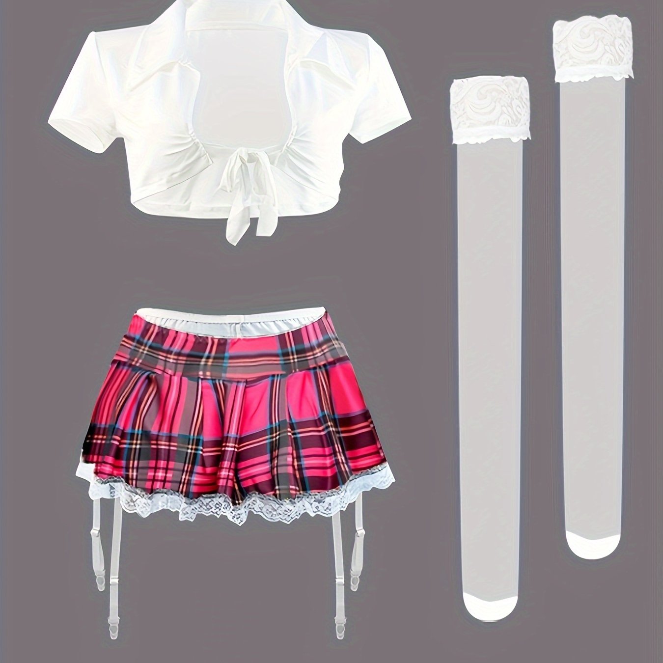 Conjunto de uniforme de otoño e invierno para mujer con medias seductoras y falda JK