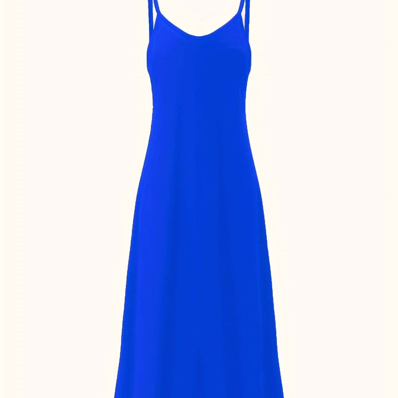 Women's Sleeveless Lounge Dress with Adjustable Straps and Flowing Skirt in Solid Polyester Knit Fabric