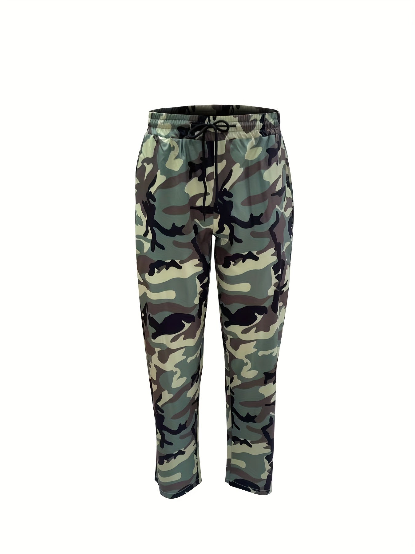 Pantalones deportivos de tamaño grande para hombre con patrón de camuflaje, ajuste holgado, pantalones deportivos de poliéster
