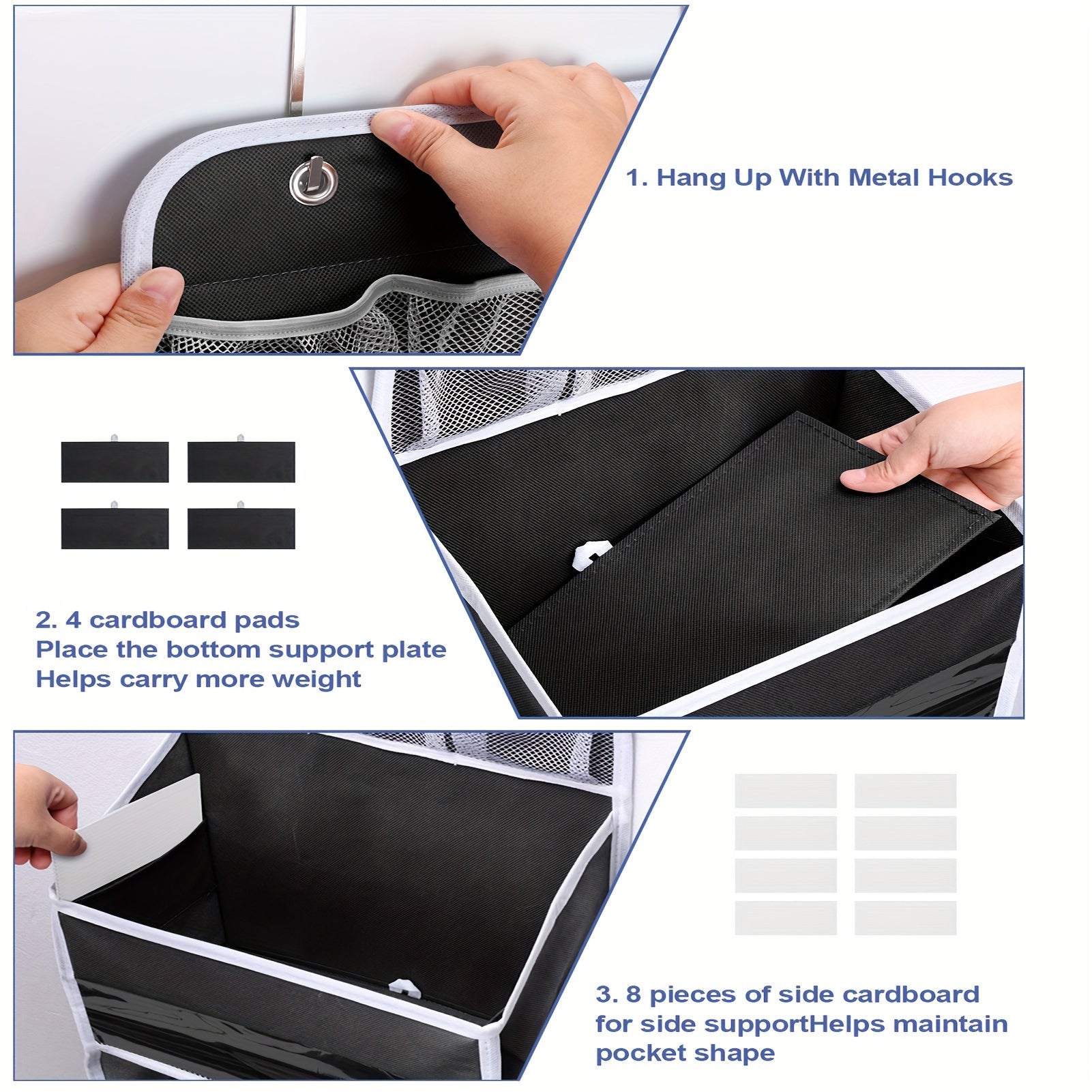 Over-the-Door Organizer with 5 Bins and 10 Side Pockets for Bathroom and Bedroom Storage