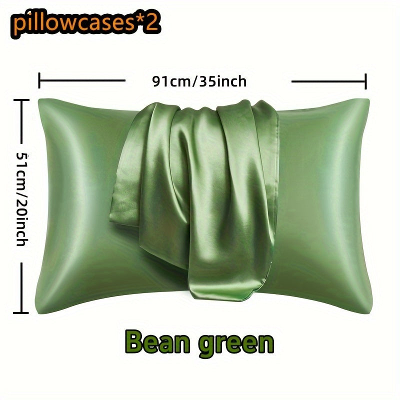 Set of 2 Satin Pillowcases in Multiple Colors 100% Polyester Envelope Closure