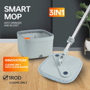 3-in-1 Smart Mop System with Hands-Free Washing and Dual-Use for Kitchen Bathroom Living Room