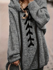 Plus Size Women's Hooded Sweater Pullover with Drawstring Soft Knit Fall Casual