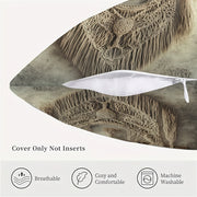 Fringe Throw Pillow Cover Zippered Washable Decorative for Holiday and Office