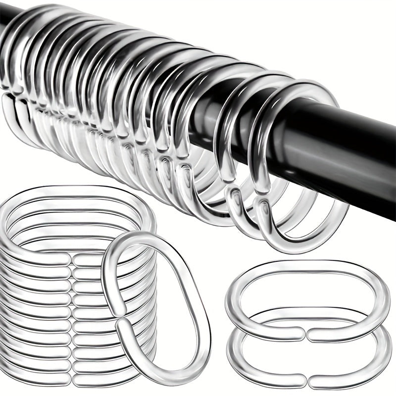 12 Durable Transparent Plastic Shower Curtain Hooks C-Shaped Space-Saving