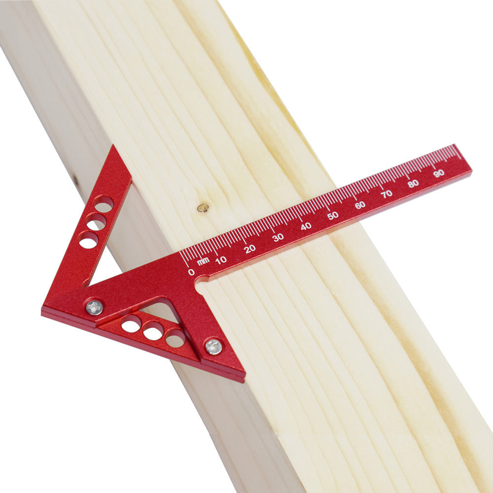 Escuadra de carpintería de aleación de aluminio, regla medidora de línea, marcador de ángulo, regla impermeable