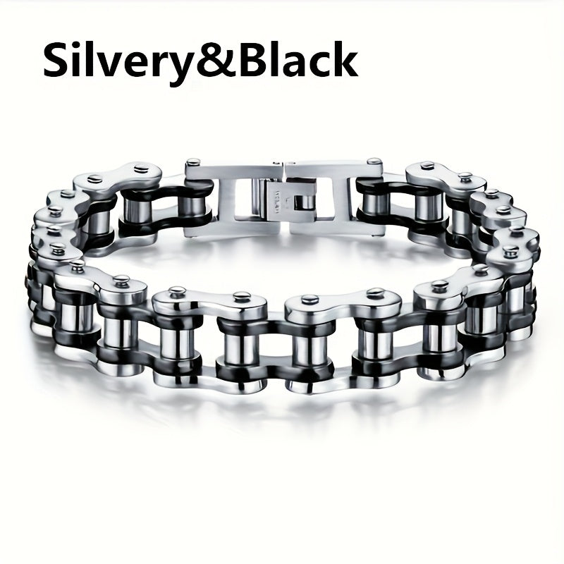 "Мужской панк-хип-хоп браслет из нержавеющей стали в виде мотоциклетной цепи - креативные украшения для стильных ПК"