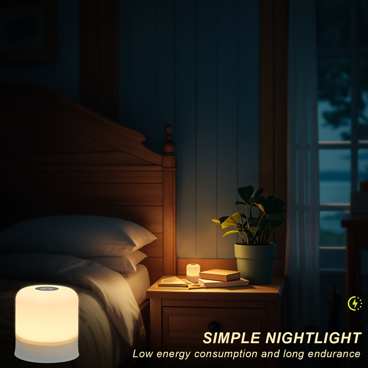 Modern Touch LED Night Light with Adjustable Brightness and 3 Color Modes for Bedroom Reading and Home Decor