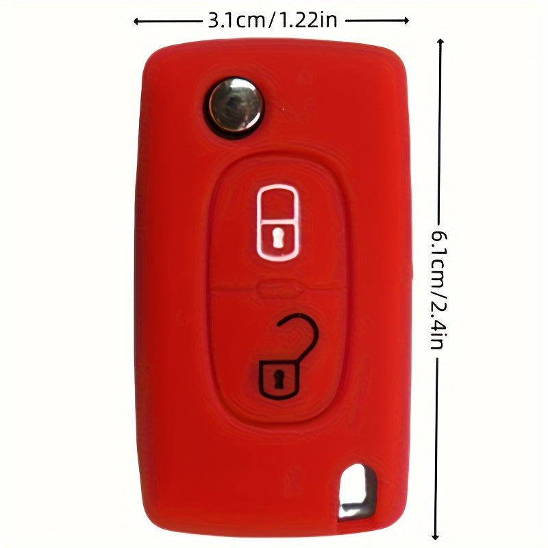 Silicone Car Key Cover for Peugeot Citroen 2 Buttons Protective Shell