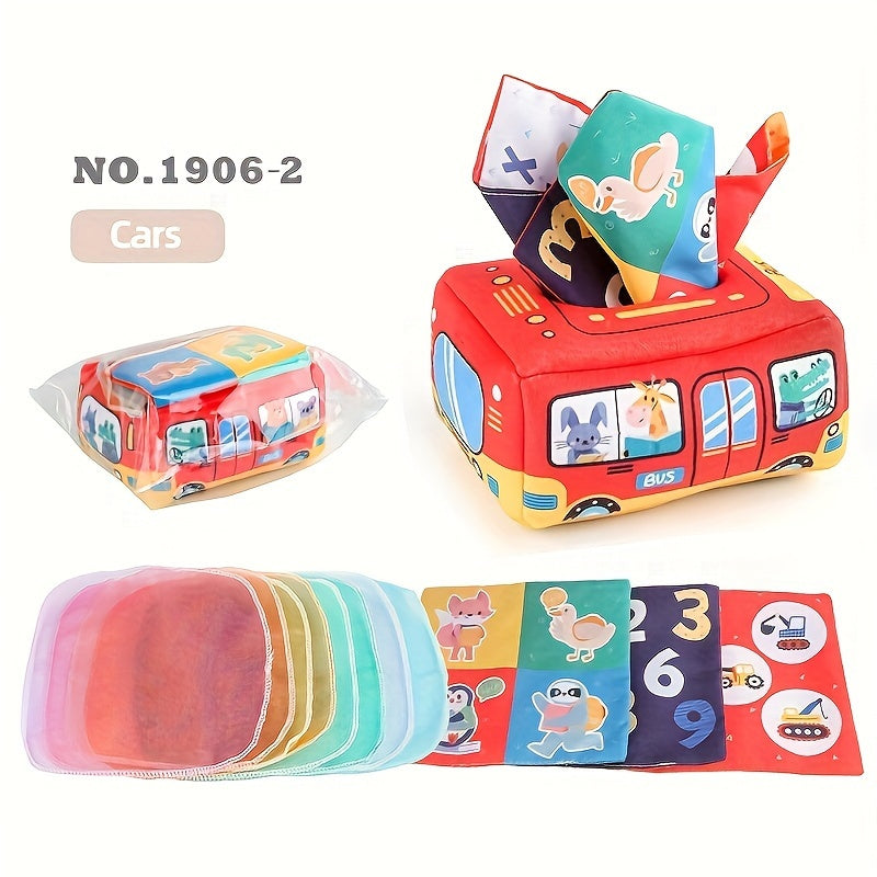 Juguetes sensoriales para bebés y niños pequeños, caja de pañuelos lavable y reutilizable, regalo de aprendizaje temprano