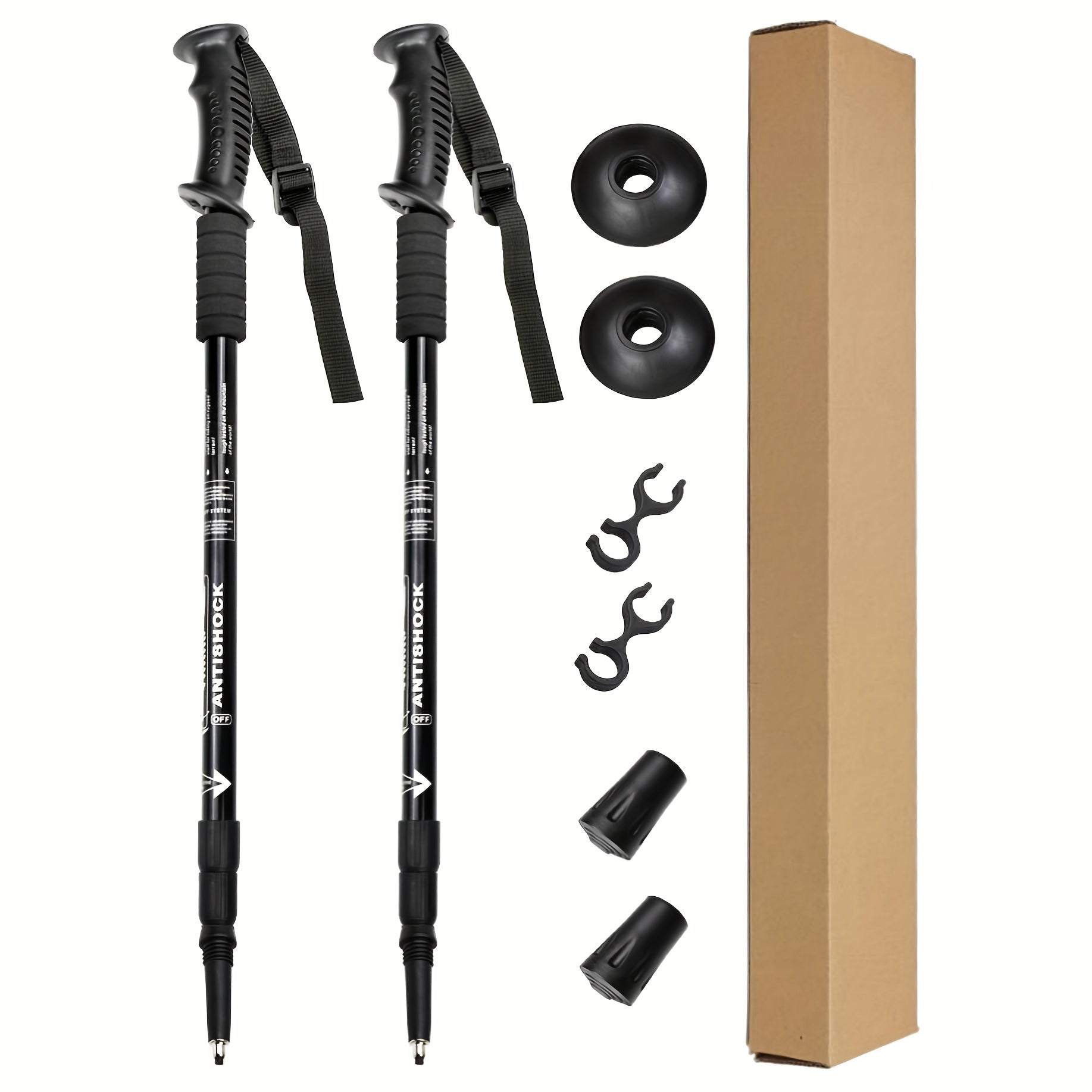 2pcs Aluminum Trekking Poles Shock-Absorbing Collapsible Adjustable for Hiking and Walking