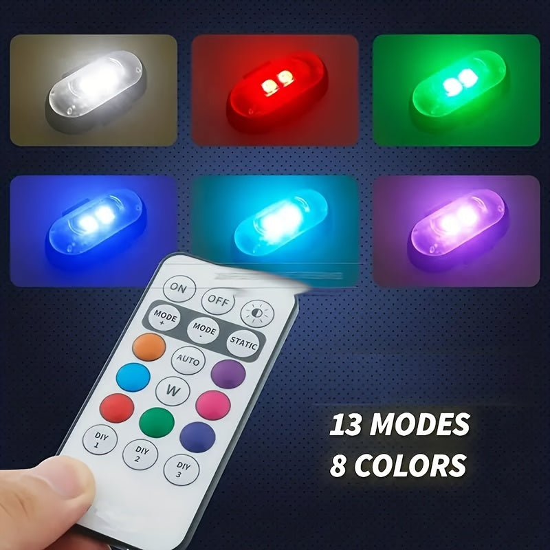 RGB LED Car Light Strip with Remote, USB Rechargeable, 5V Decor for Vehicles