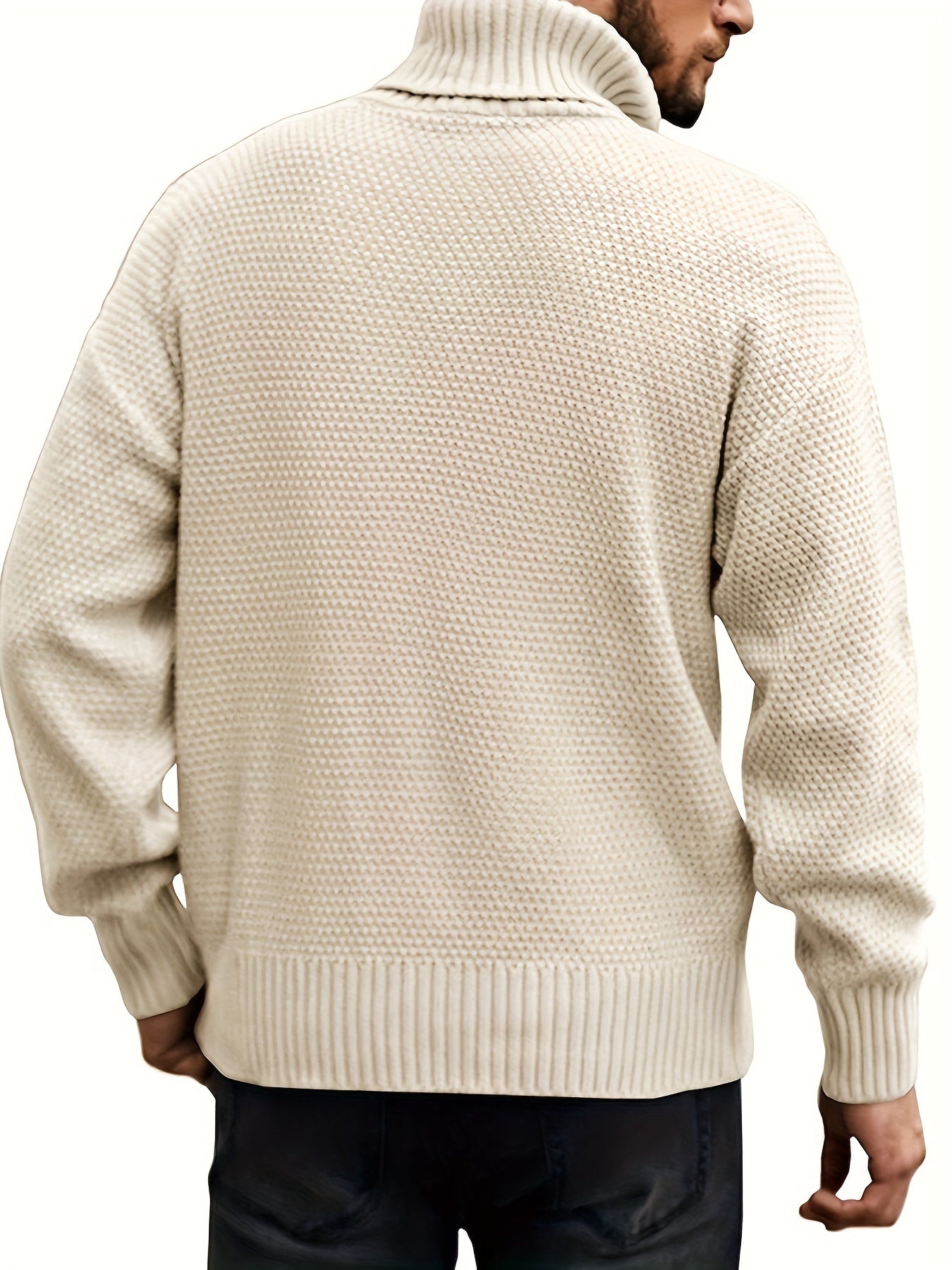 Men's Winter Turtleneck Sweater in Polyester with High Neck Regular Fit Casual and Work