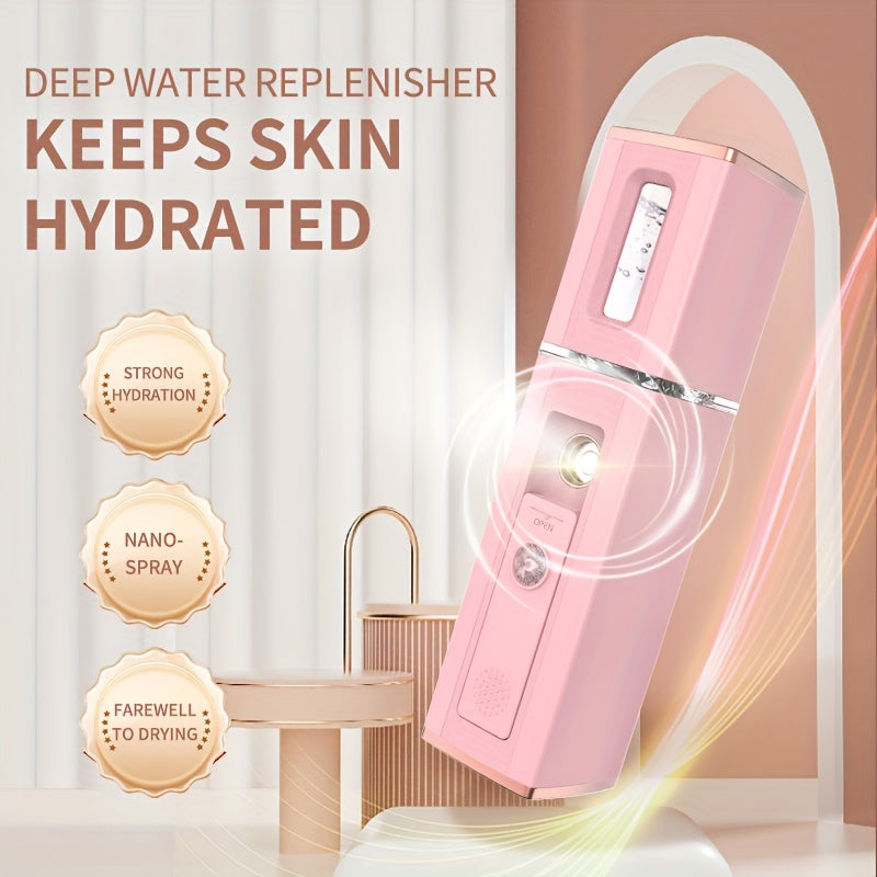 Portable USB Rechargeable Facial Mist Sprayer Pink White Travel Home Humidifier