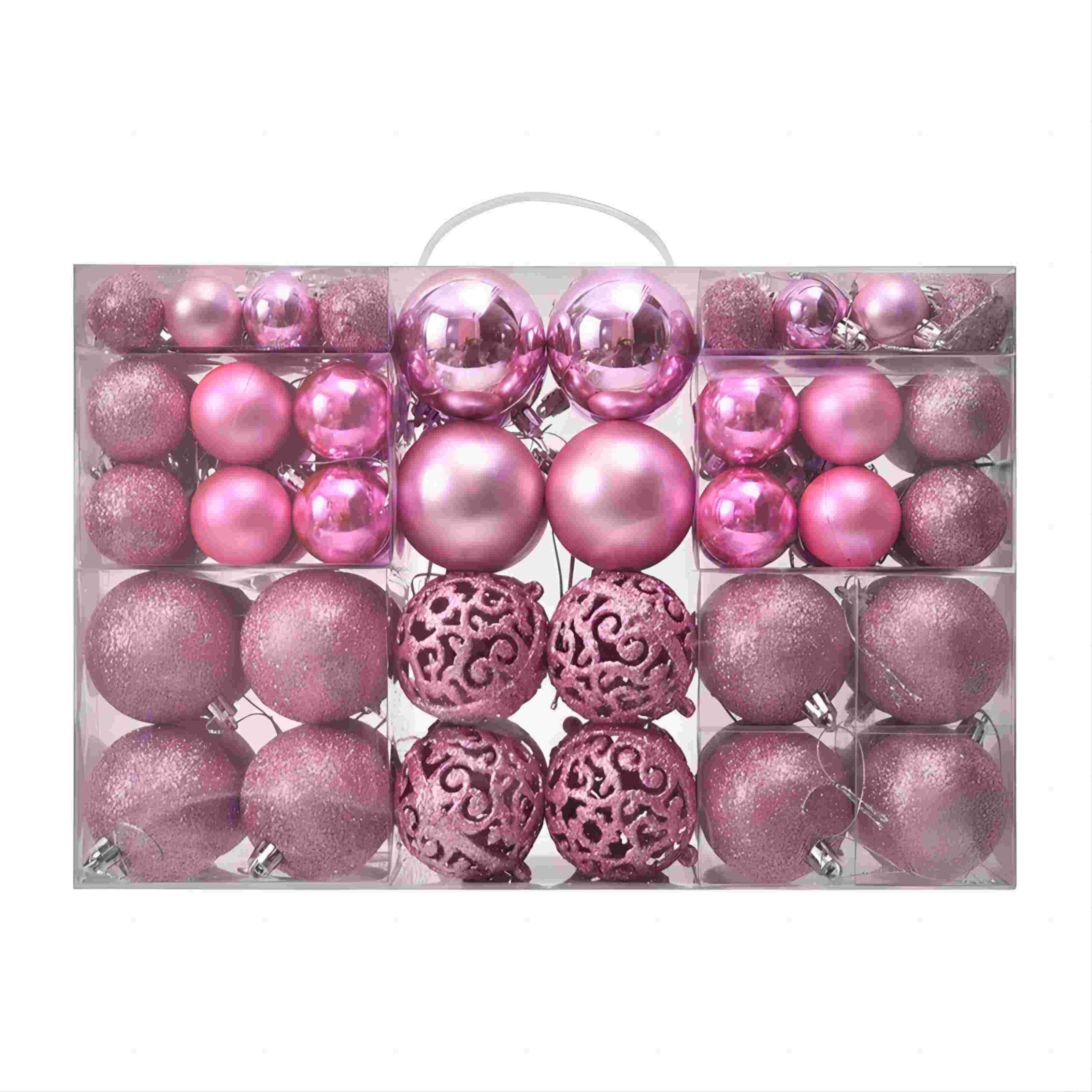 Set de 100 bolas de Navidad de plástico irrompibles en caja de regalo