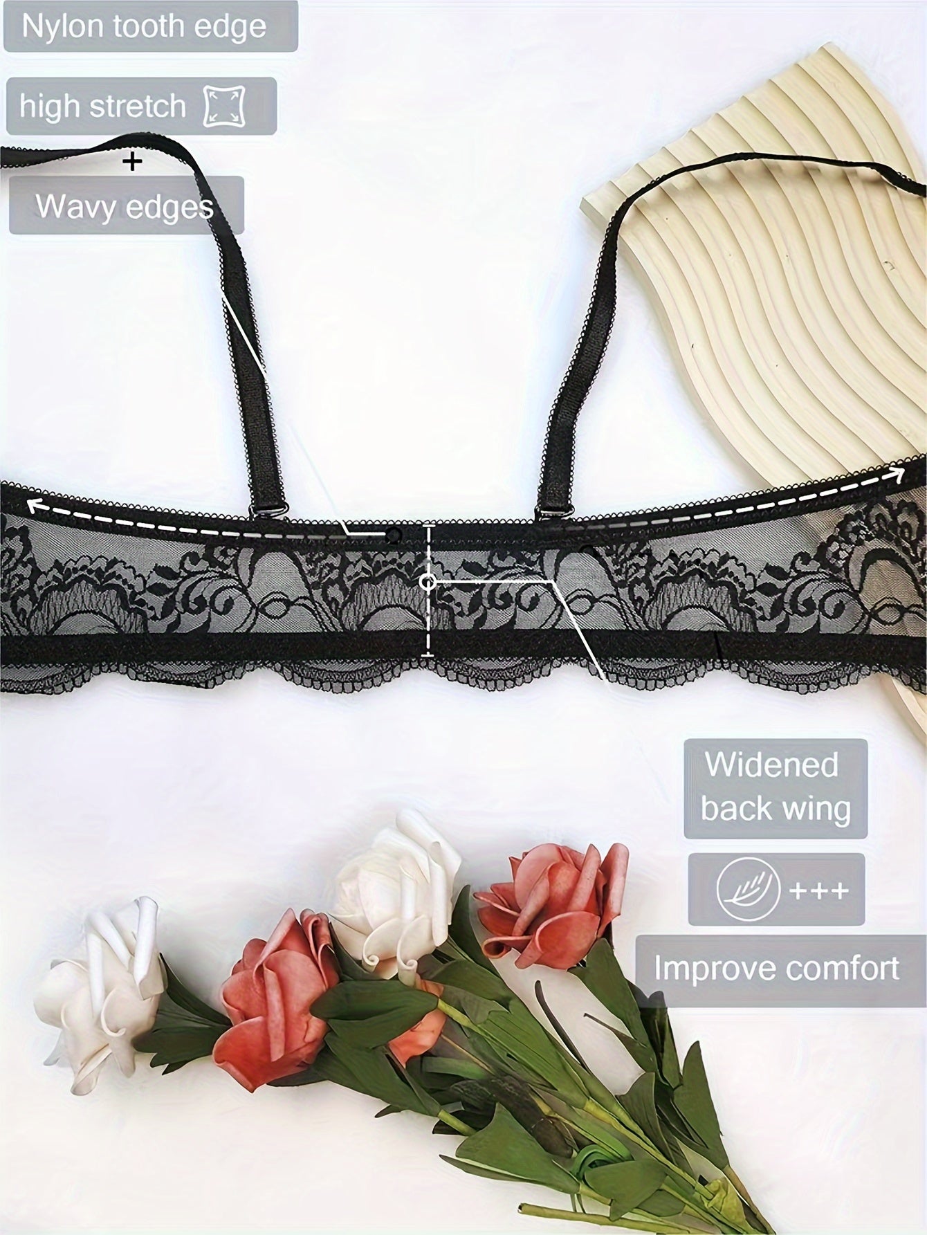 Women's Lace Underwire Push-Up Bra with Breathable Fabric