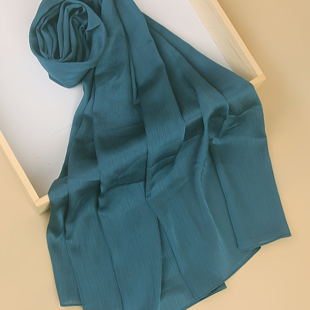 Pañuelo de cabeza clásico plisado de color sólido para uso casual, viaje y actividades al aire libre