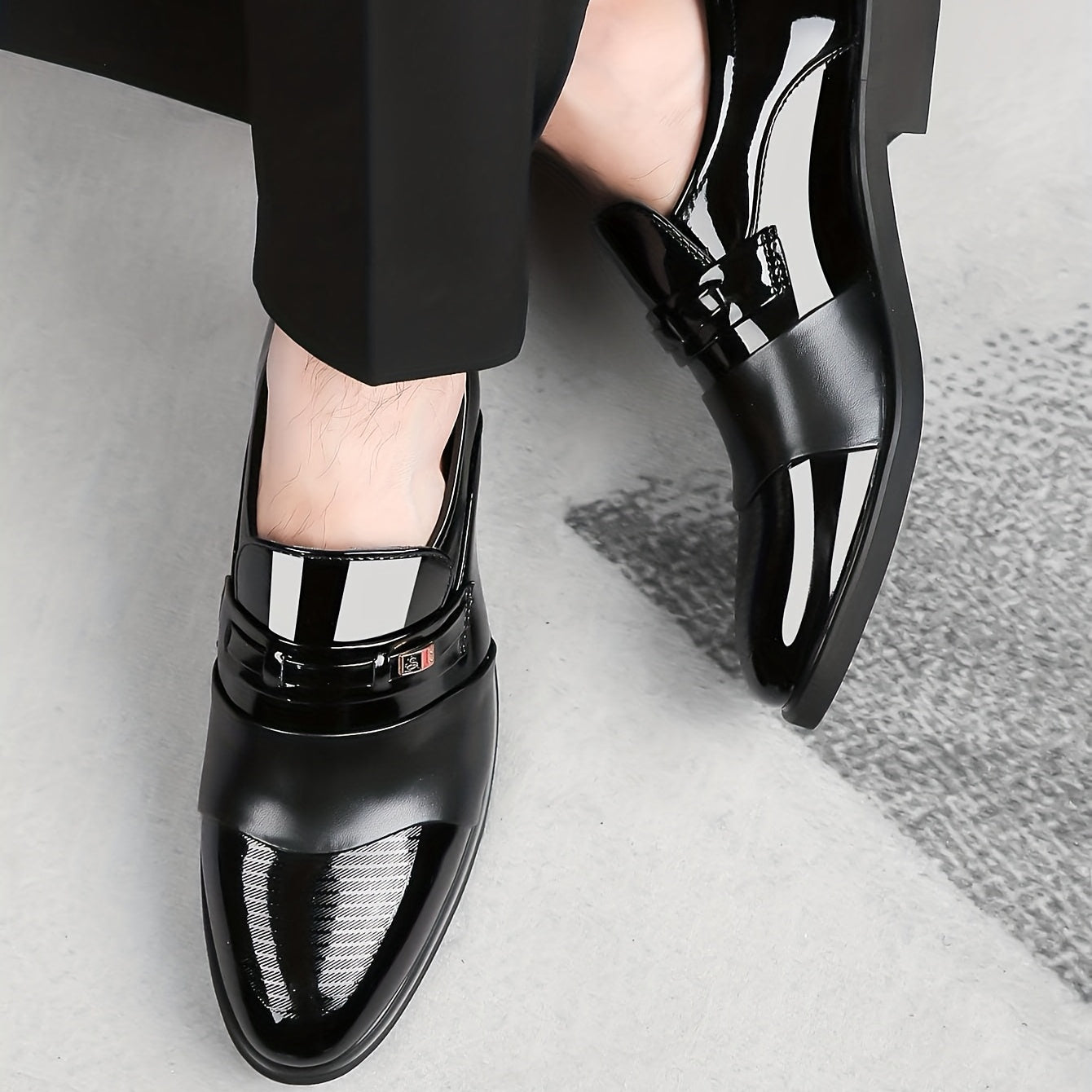 Men's Slip-On Formal Shoes Wear-Resistant Non-Slip Business Casual Solid Leather