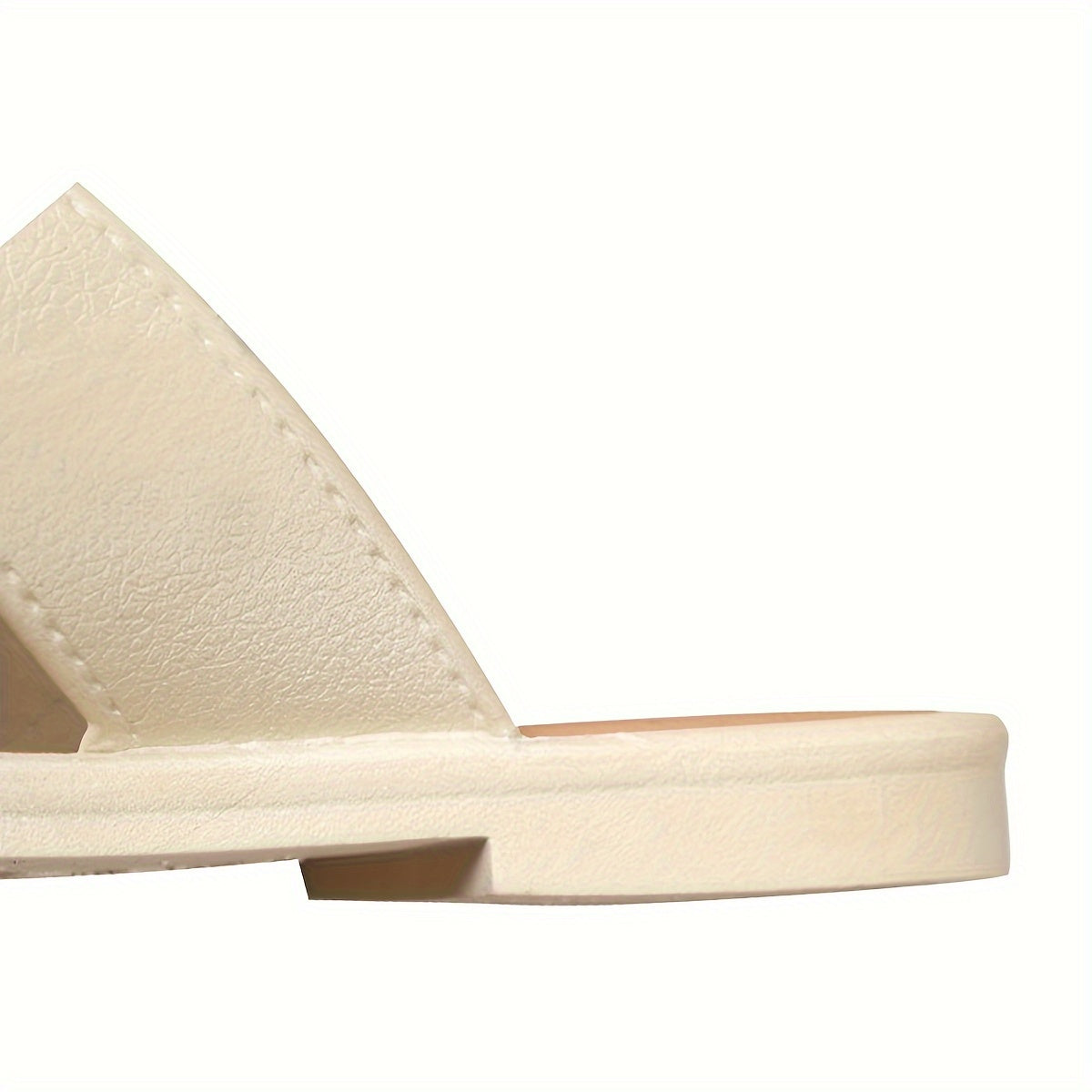Women's Cross Strap Flat Sandals Breathable PVC Open Toe Shoes in White Beige Black
