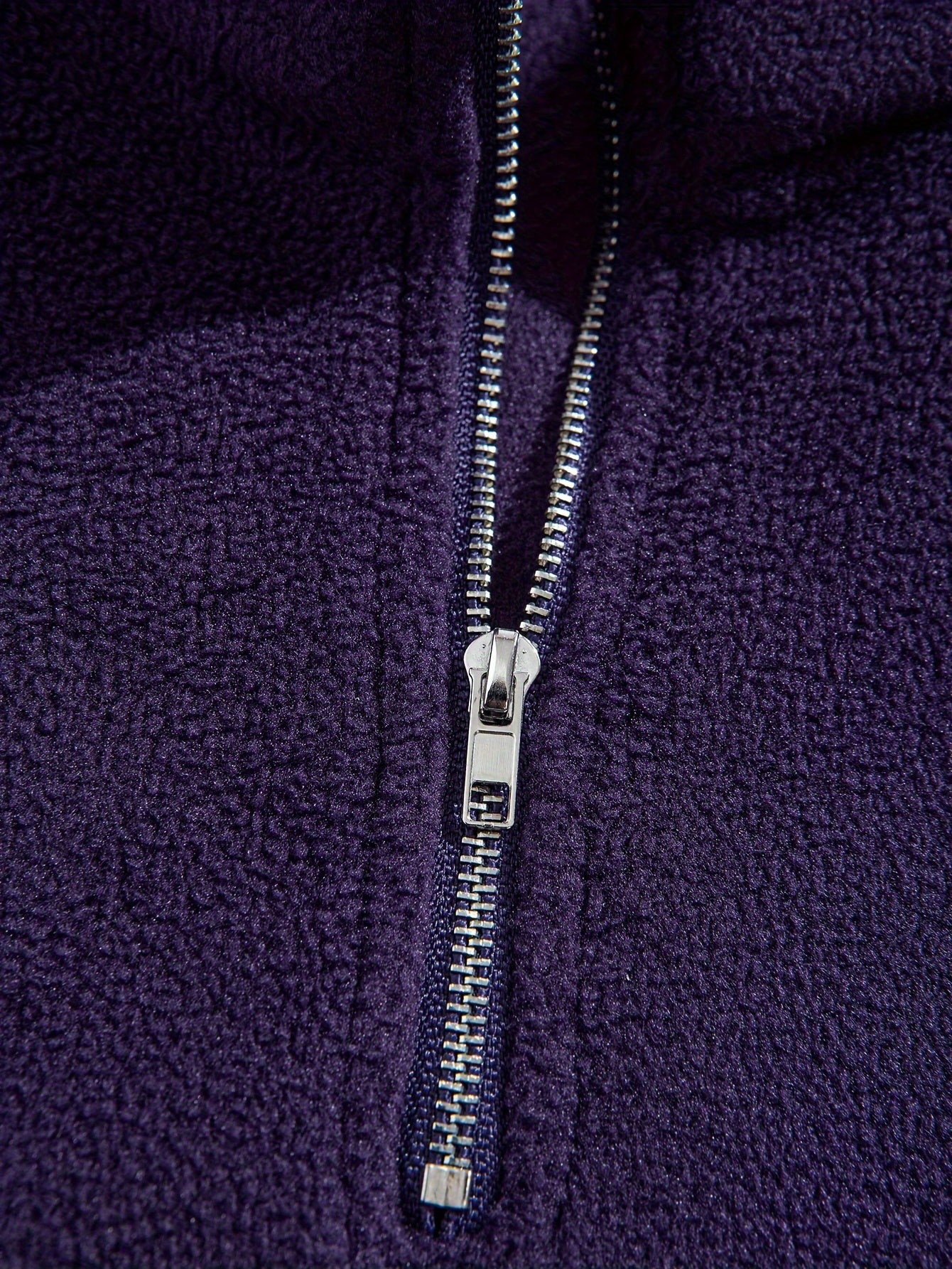 Men's Embroidered Polar Fleece Zip-Up Sweatshirt with Stand Collar and Ribbed Cuffs