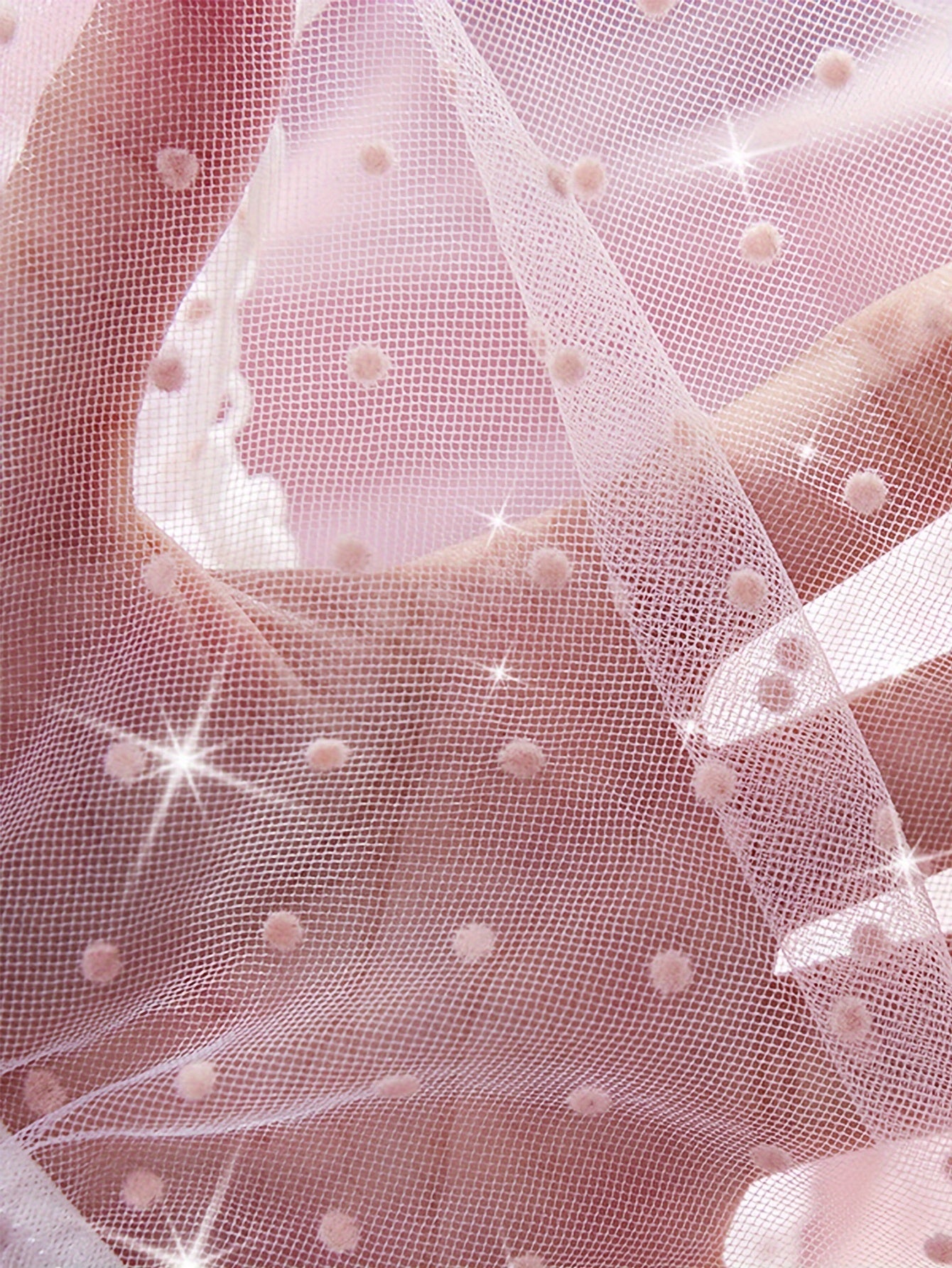 Pink Polka Dot Mesh Lingerie Set for Women