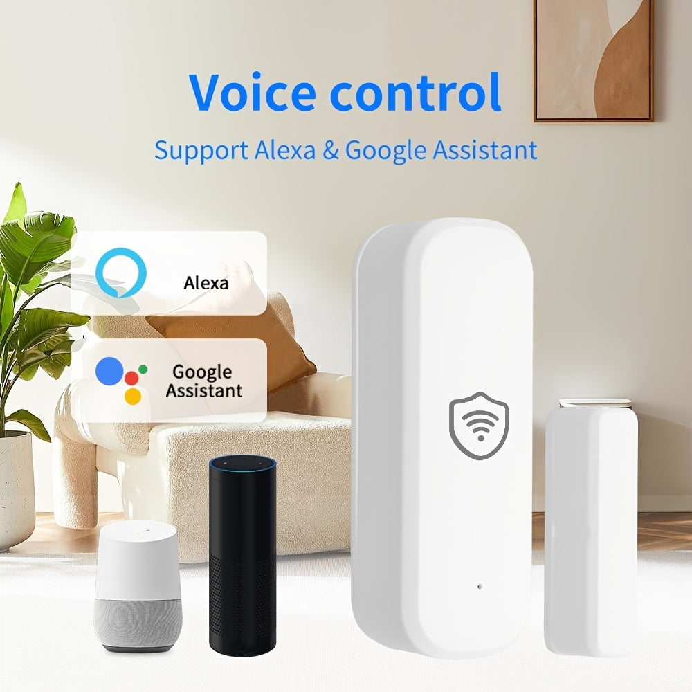 Tuya Aqlli Eshik Sensori: Eshiklar, Derazalar, Muzlatgichlar uchun WiFi Xavfsizlik Signali - Alexa va Google Assistant bilan ishlaydi, Oson o'rnatish, Batareya talab qilinmaydi, Hayvonlar uchun qulay, Chiroq to'sig'i, Uy