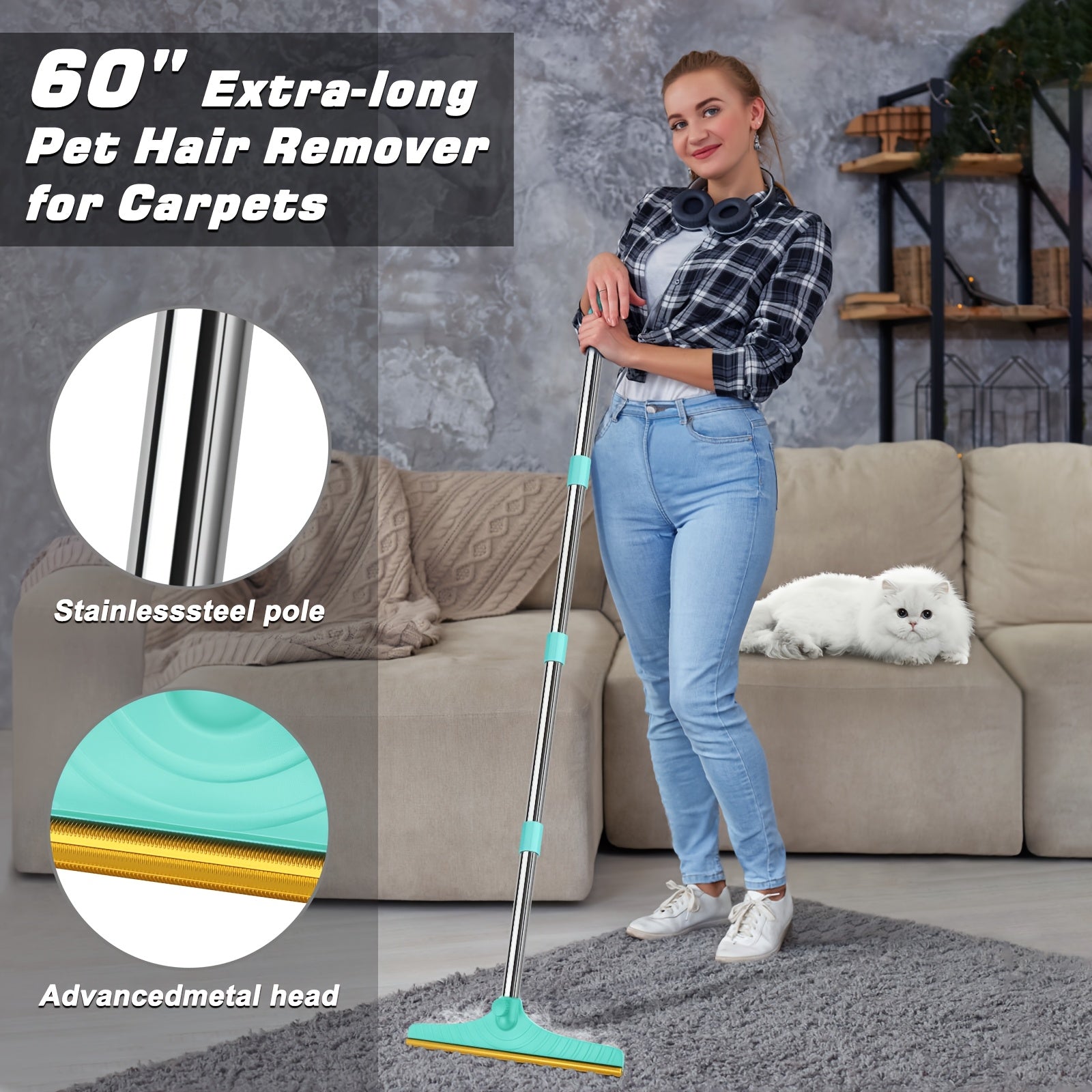 Adjustable Dog Deshedding Brush Plastic Metal No Battery