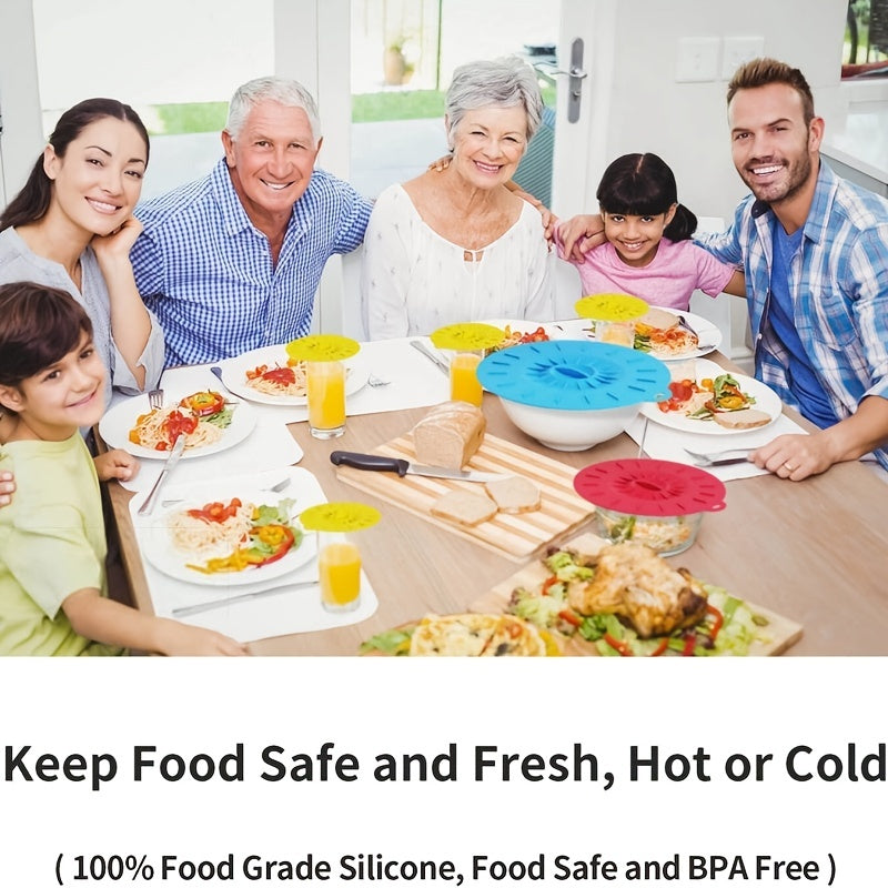 Silicone oziq-ovqat qoplamalari to'plami 5 dona, vakuum qopqog'lar, stakan qopqog'lari, yopish qopqog'lari, 30.48 sm, mikroto'lqinli pechga mos