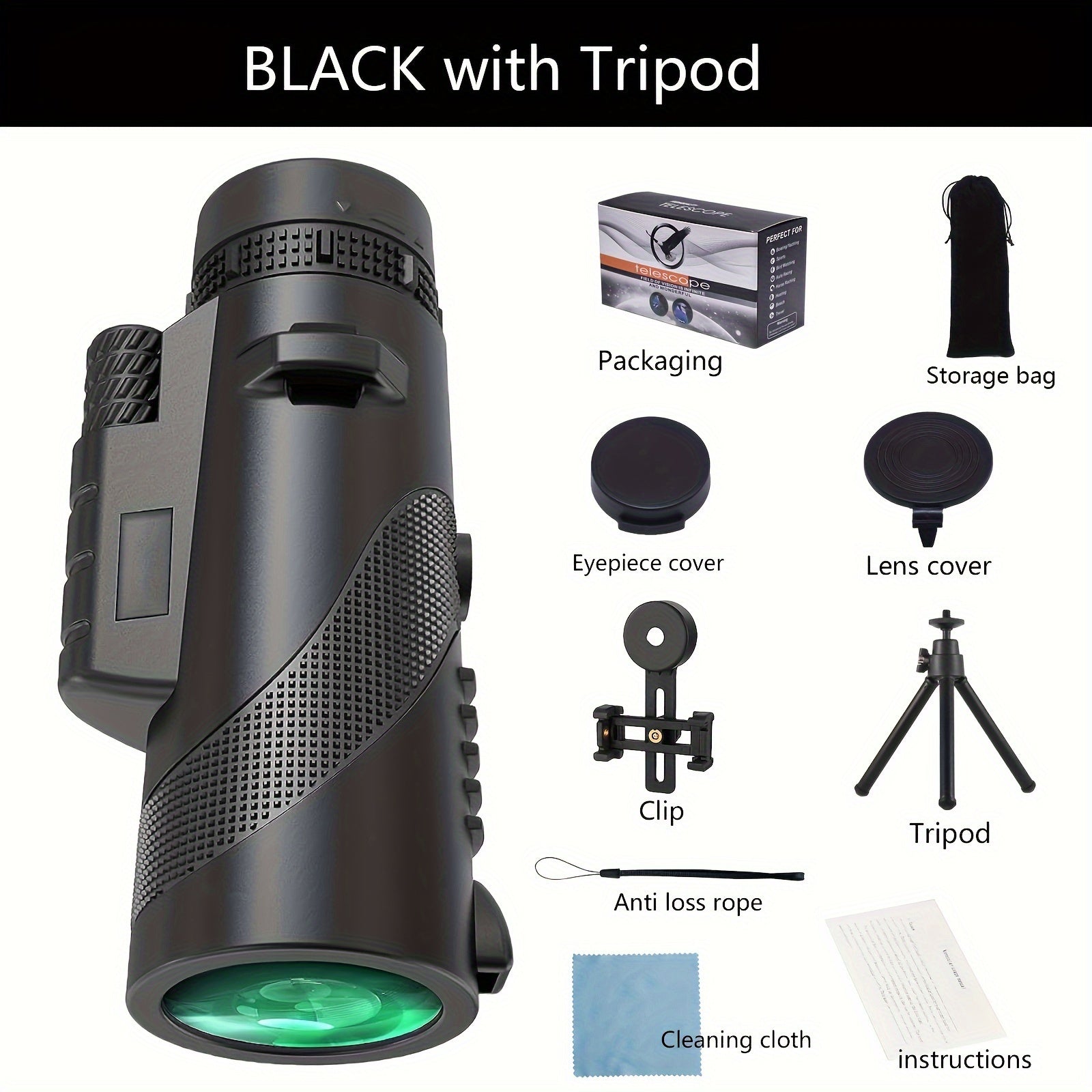 10x40mm Monocular Telescope for Adults Portable Handheld Long Distance Viewing for Camping Hiking Wildlife Observation
