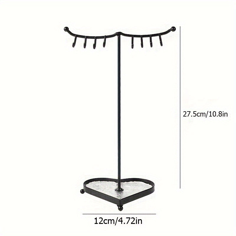 Soporte de bandeja de joyería en forma de corazón, organizador portátil de metal para collares, exhibidor