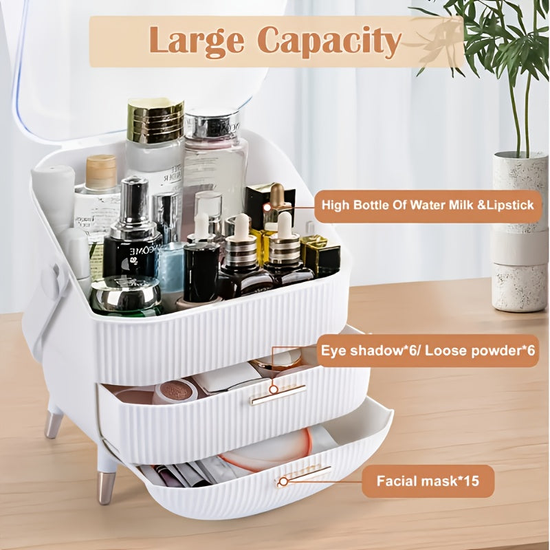 Makeup Organizer with Drawer for Jewelry Skincare and Lipstick Storage