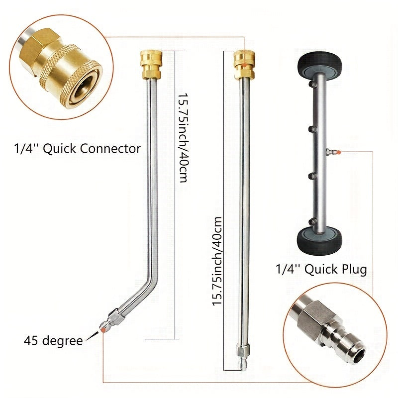 Conjunto de limpiador de agua a alta presión con doble función para chasis de coche y lavado a presión de 16 pulgadas