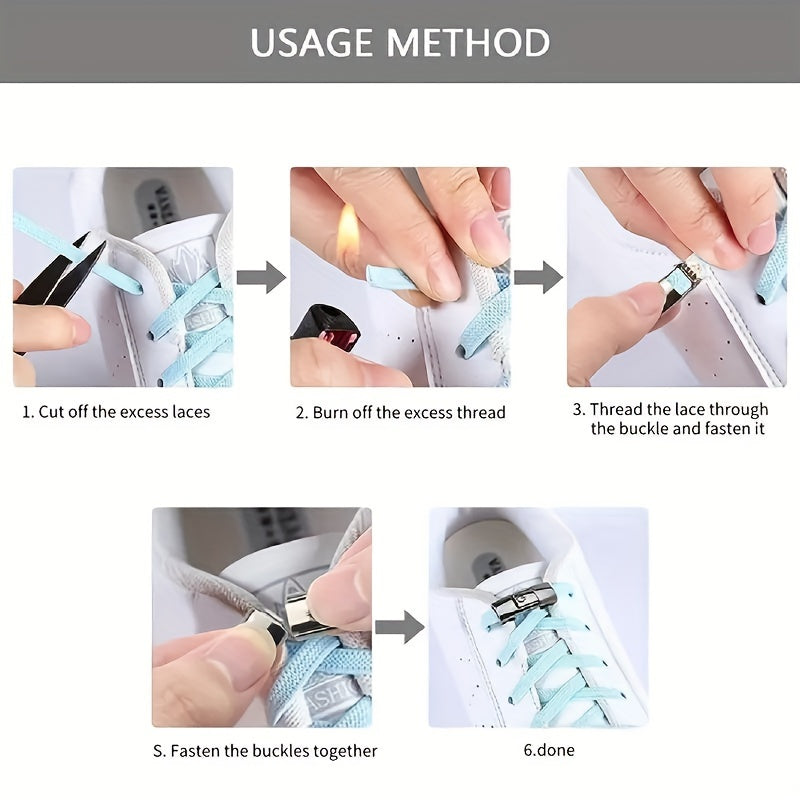 8Pcs Metal Shoelace Buckles No Tie Quick Release for Sports Running Hiking