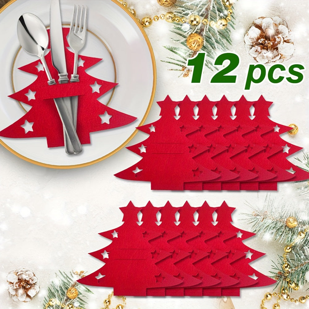 12-Piece Christmas Tree Cutlery Set with Classic Holiday Design for Dining and Party